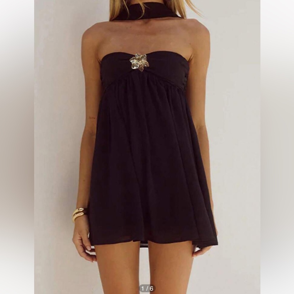 NWT Black Strapless Dress with Separate Neck tie